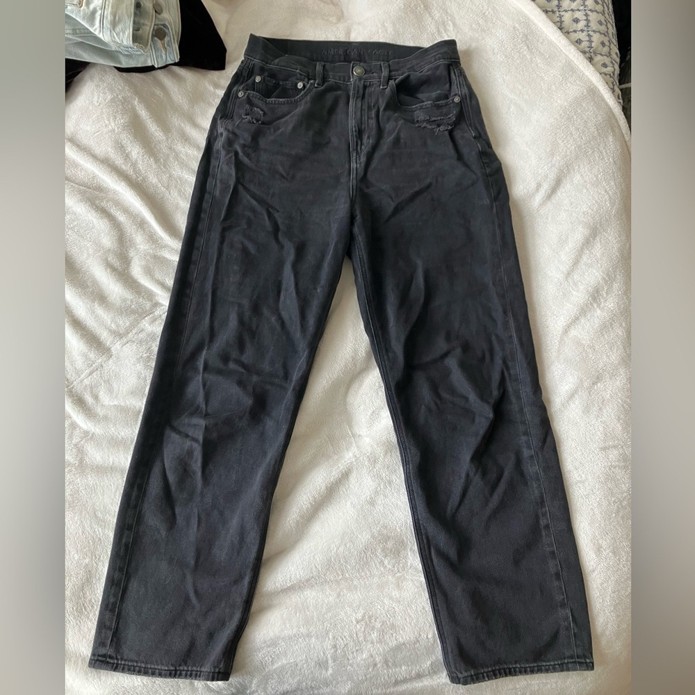 Black denim mom jeans, American Eagle